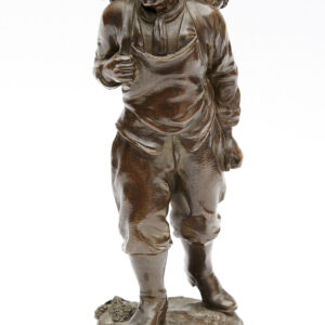 French Bronze Figure Of A Wine Merchant, Stamped "Champagne 1918".