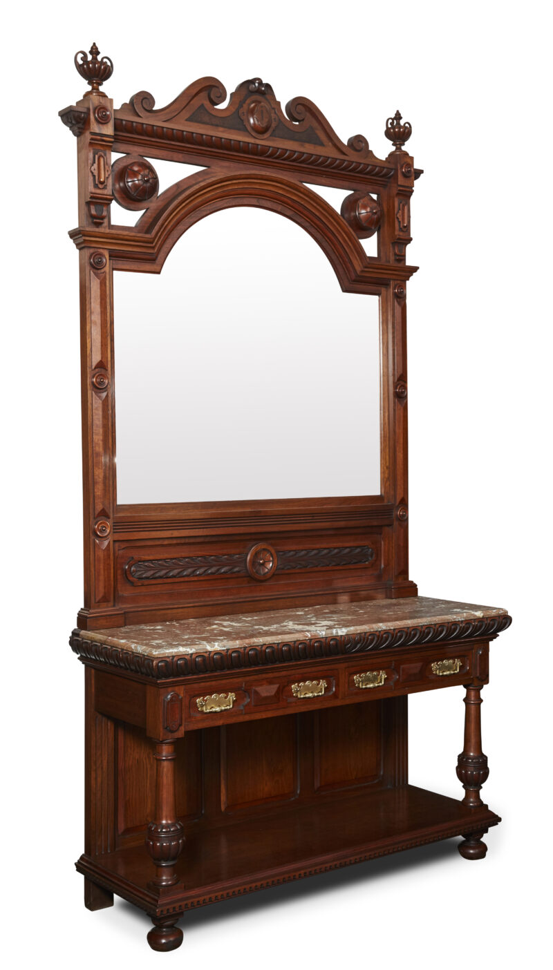 19th-Century French Walnut Hall Stand. c.1890