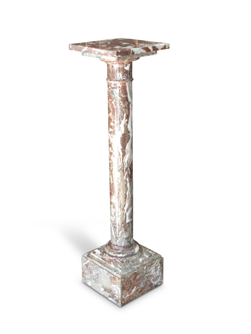 19th-Century French Rouge Marble Pedestal, c. 1870
