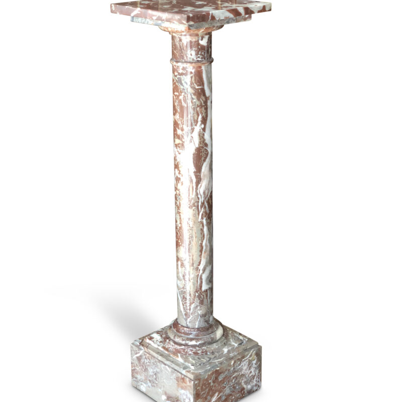 19th-Century French Rouge Marble Pedestal, c. 1870