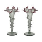 Rare 19th Century Ruby Tipped Vaseline Vases, c.1890
