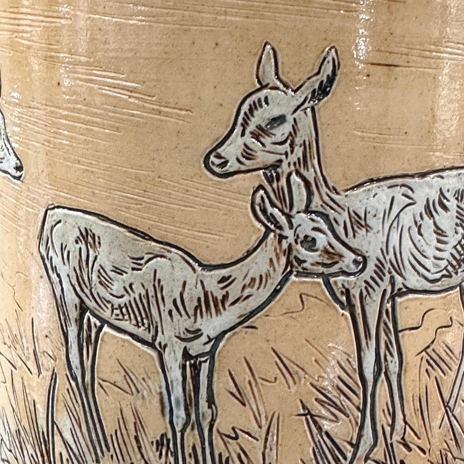 Royal Doulton stoneware vase with incised deer c.1900