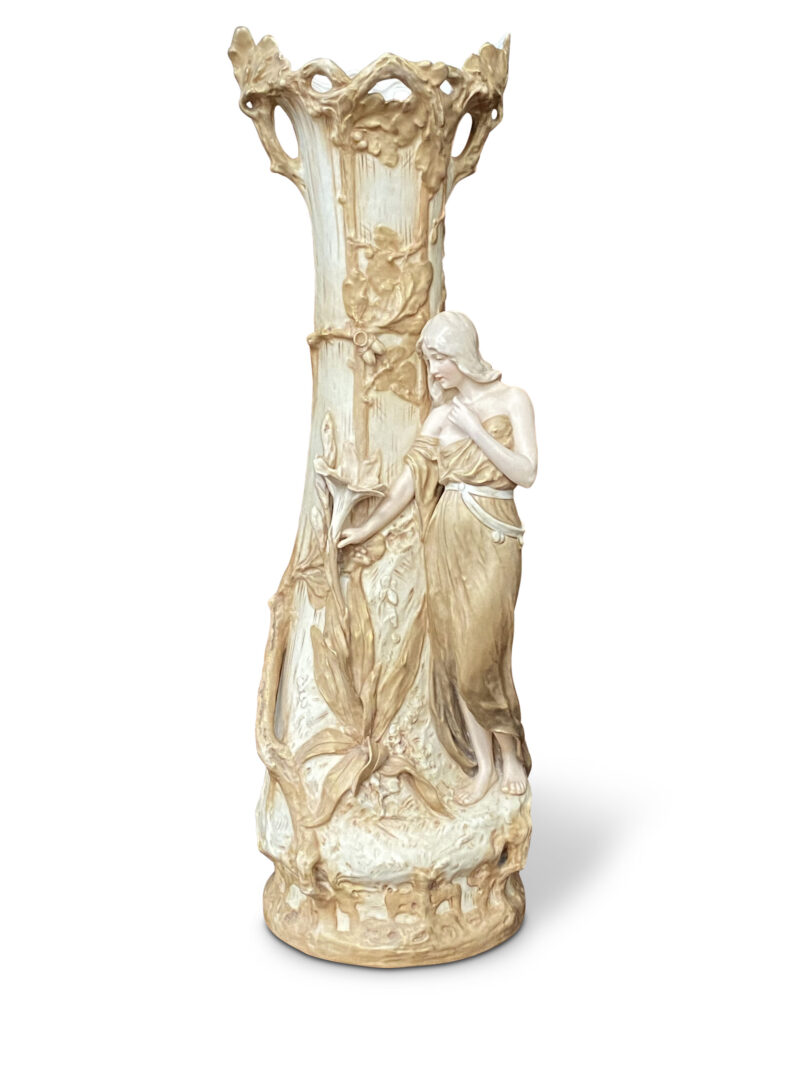 Pair of Royal Dux Art Nouveau Figural Vases, c.1900
