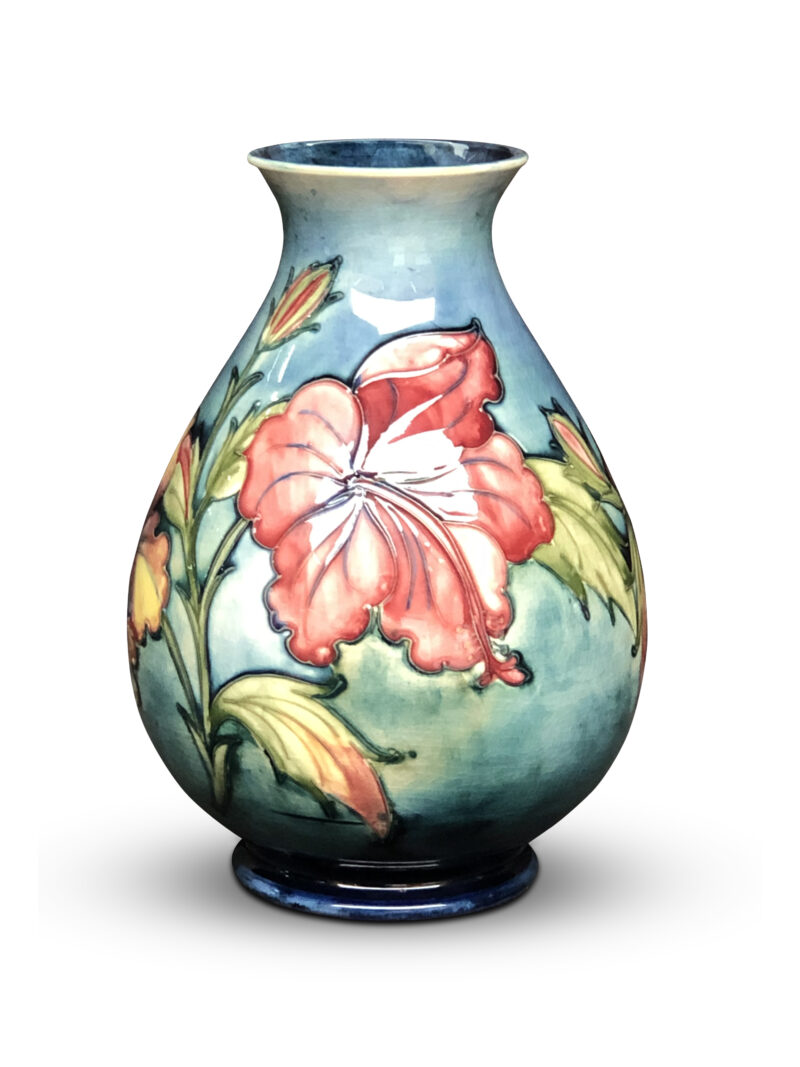 Walter Moorcroft Pottery, Hibiscus Pattern Vase, c. 1947-1953