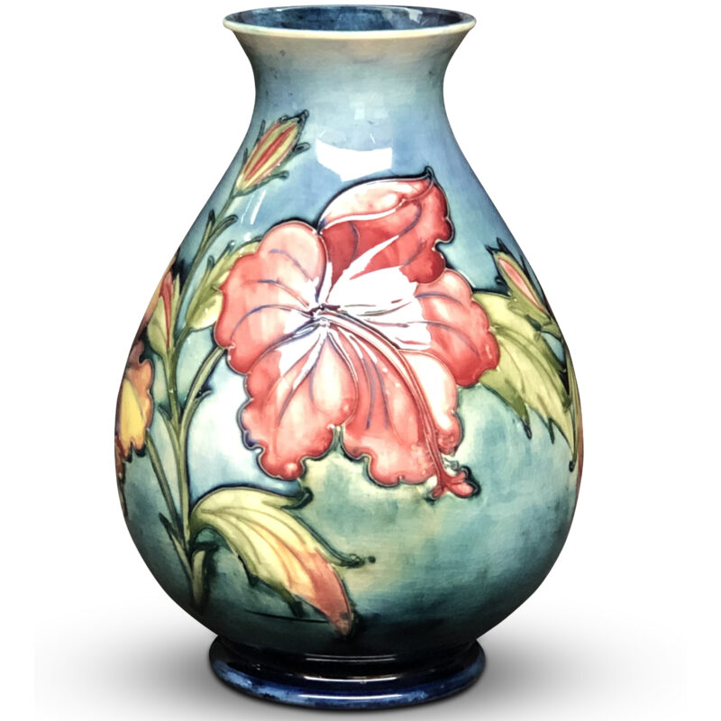 Walter Moorcroft Pottery, Hibiscus Pattern Vase, c. 1947-1953