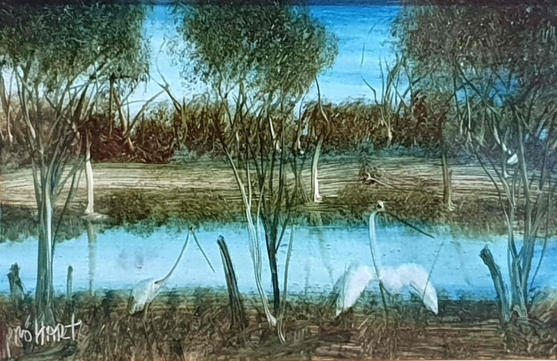 Pro Hart (1928-2006) 'Tallywacka Creek (Waterbirds)'