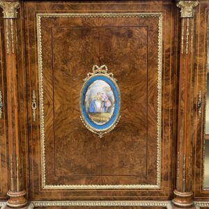 19th-century English Burr Walnut Three-Door Credenza, c.1860