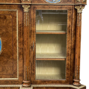 19th-century English Burr Walnut Three-Door Credenza, c.1860