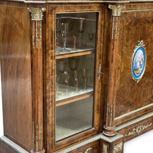 19th-century English Burr Walnut Three-Door Credenza, c.1860