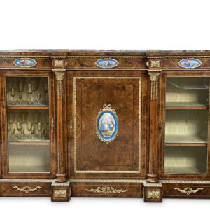 19th-century English Burr Walnut Three-Door Credenza, c.1860