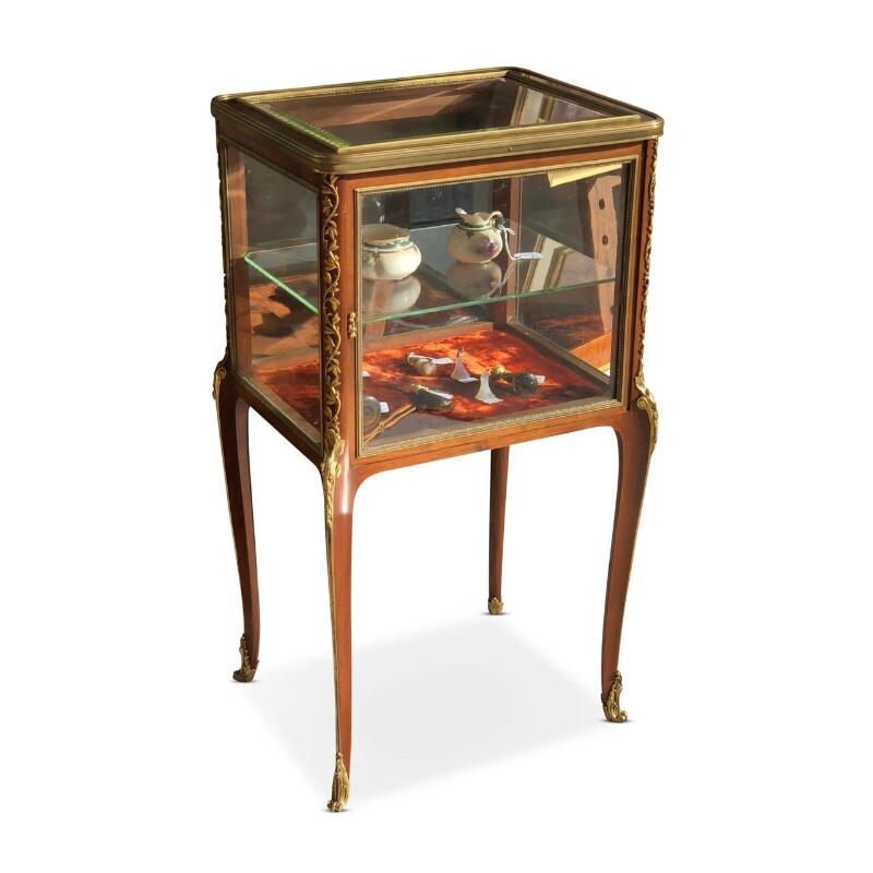 19th-Century French Louis XV Style Walnut Centre Display Cabinet, c. 1880