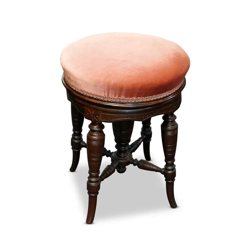 Late Victorian Rosewood Revolving Piano Stool, c.1890