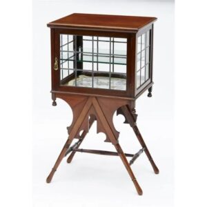 Victorian Mahogany Lead Light Display Cabinet C.1890
