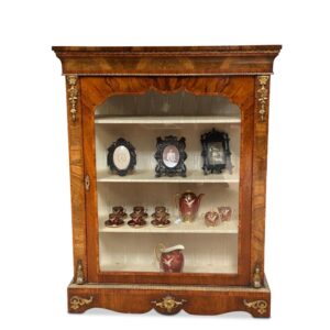 19th-Century English Burr Walnut Single Door Pier Cabinet, c.1870