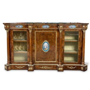 19th-century English Burr Walnut Three-Door Credenza, c.1860