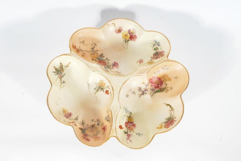 Royal Worcester Blush Ivory Tri-Leg Floral Dish. c.1896