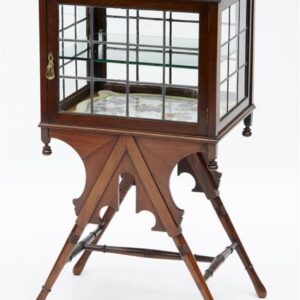 Victorian Mahogany Lead Light Display Cabinet C.1890