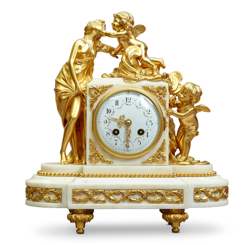 19th-Century Gilt Bronze and Alabaster Mantle Clock, c.1880