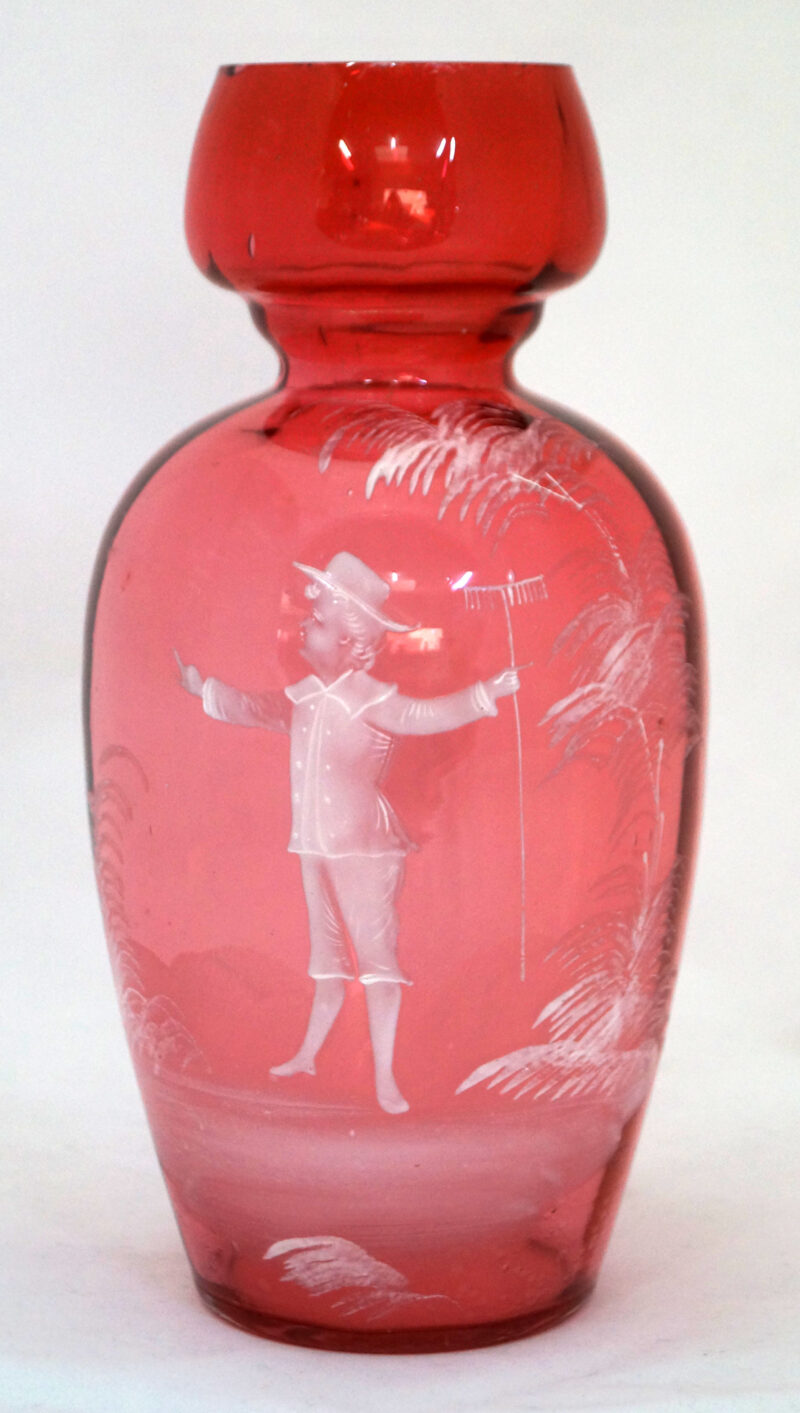 Victorian Ruby Mary Gregory Vase, c.1880