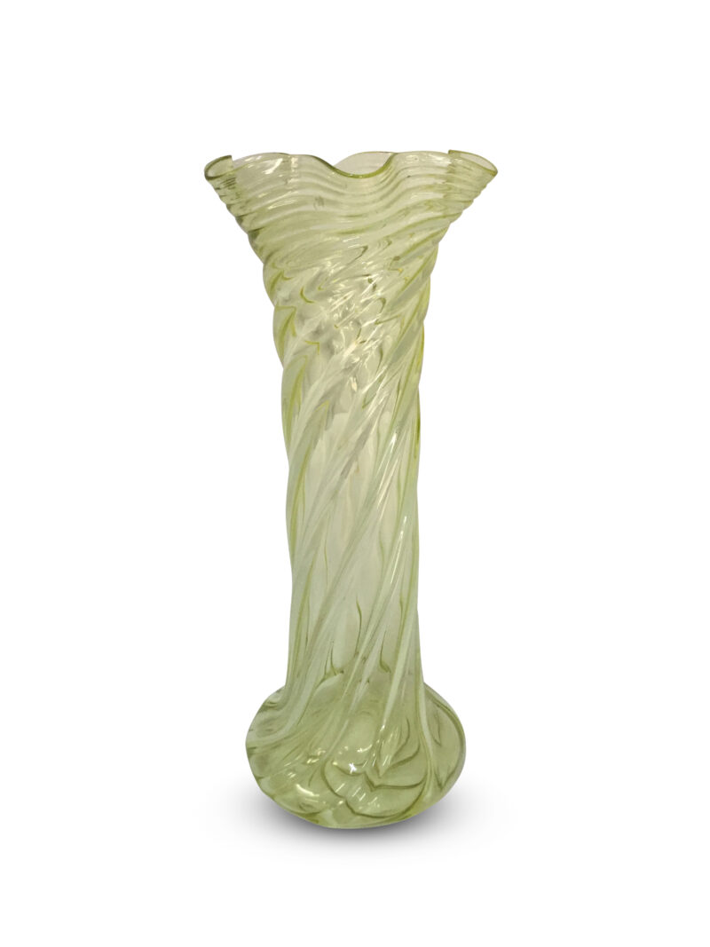 Victorian Large Swirl Decorated Citrine Glass Vase, c. 1880