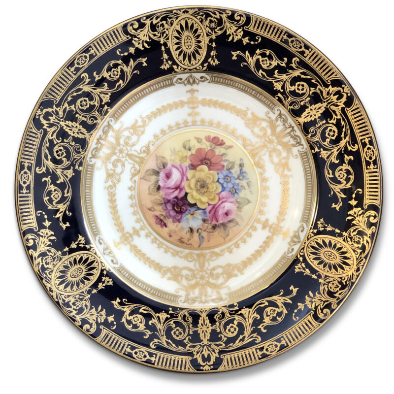 Royal Worcester Flora Plate signed 'Freeman', c. 1953