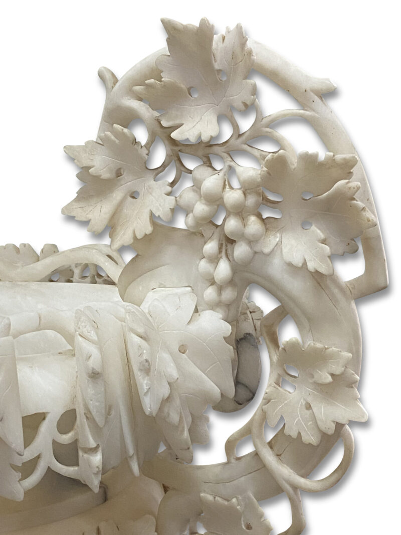 Alabaster Carved Urn on Pedestal