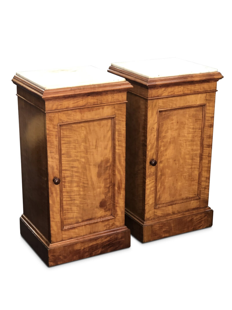Pair of Victorian Satinwood Bedside Cabinets, c.1880