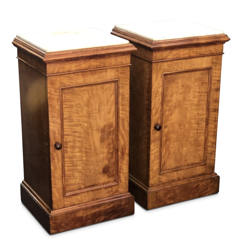 Pair of Victorian Satinwood Bedside Cabinets, c.1880