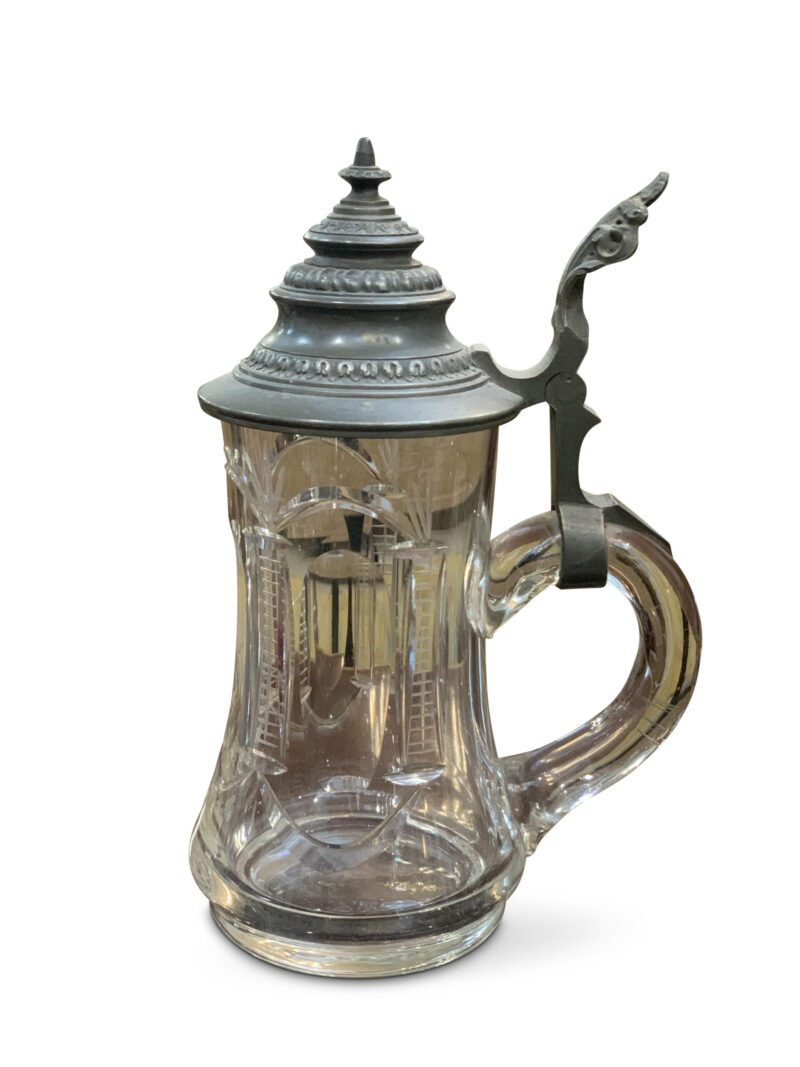 European Pewter and Cut Glass Stein, c.1920