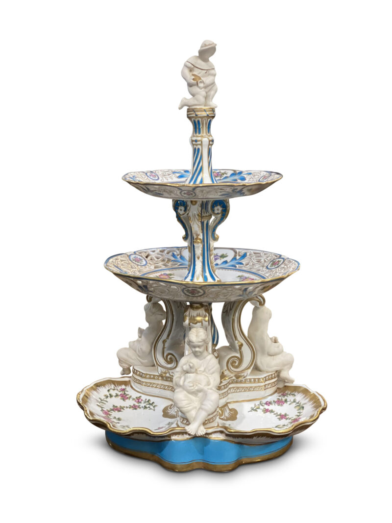 French 19th-Century 3 Tier Figured Centre Piece, c.1870