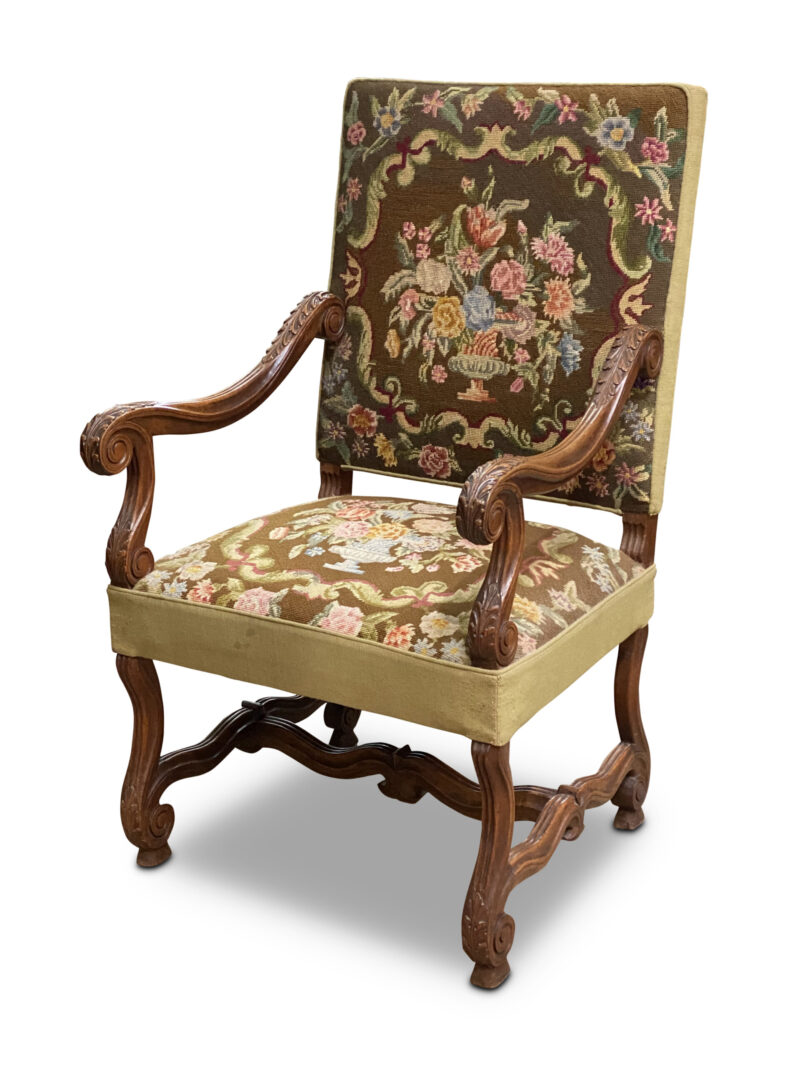 French Walnut Louis XV Style Arm Chair, c.1880