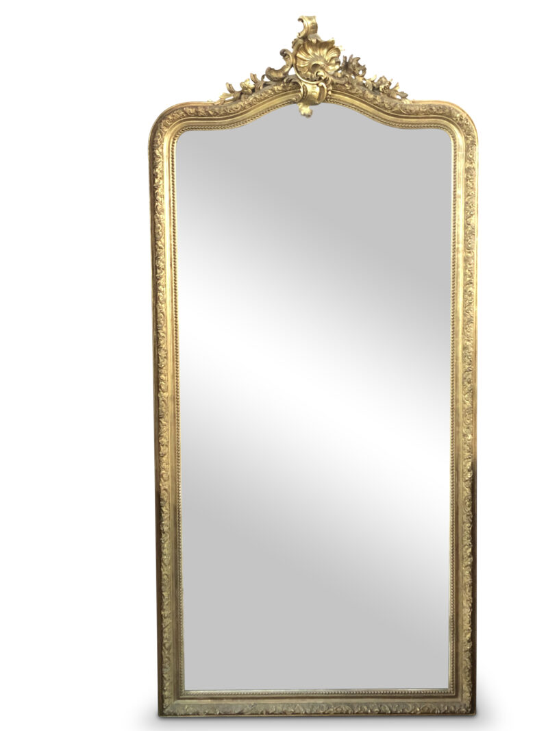 French 19th-Century Giltwood Over Mantel Mirror, c.1870