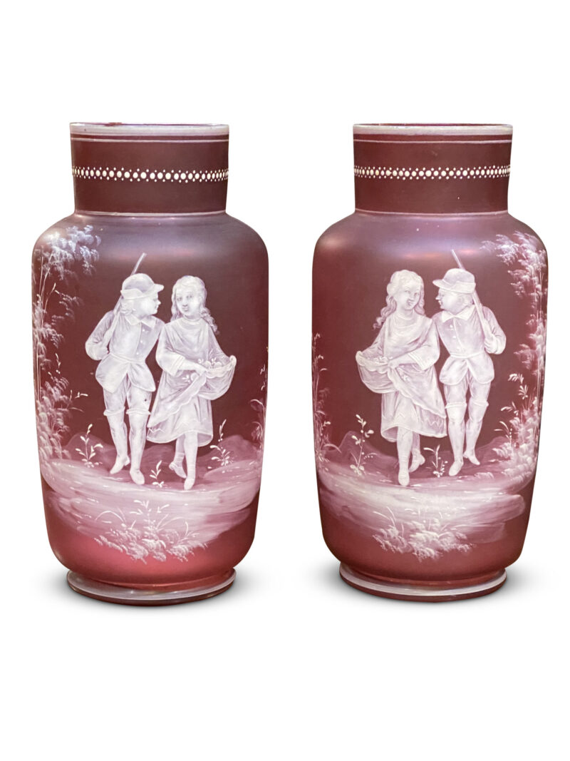 Pair of Mary Gregory Glass Vases, c.1880