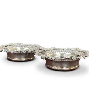 Large Pair Victorian Silver Plated Coasters, c.1880
