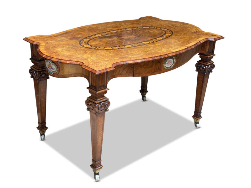 Superb Quality English 19th Century Shaped Burr Walnut Centre Table, c.1870