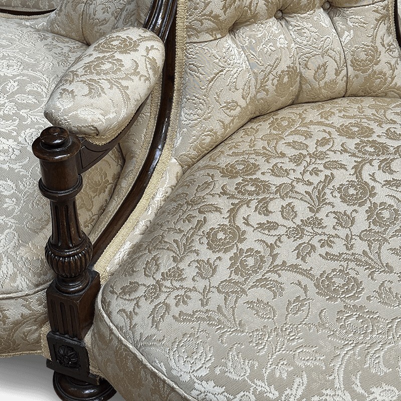 Gold tapestry Love seat detail