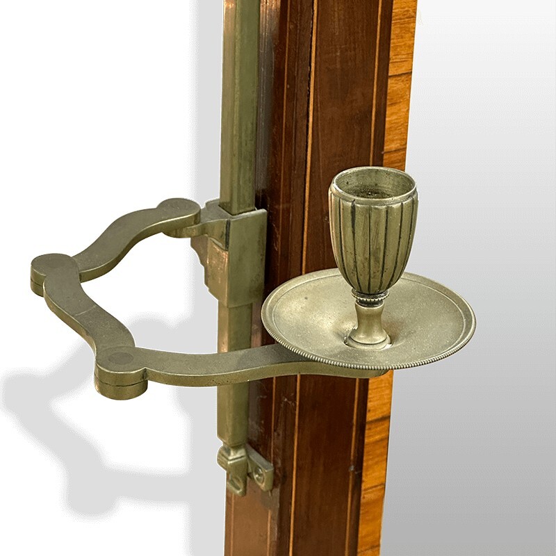 Brass sconces on Georgian Mahogany telescopic cheval mirror