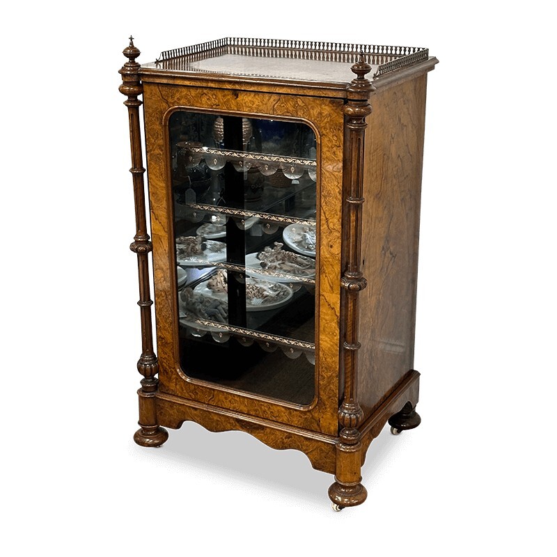 Victorian burr walnut music cabinet