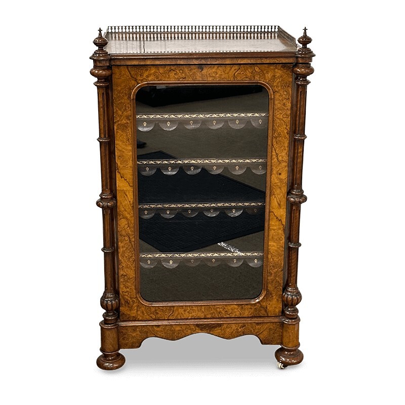 Victorian burr walnut music cabinet