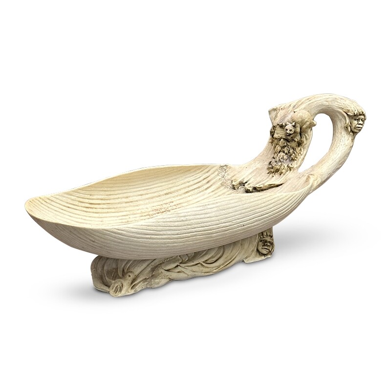 William Ricketts long oval shaped sculptural bowl featuring indigenous carvings
