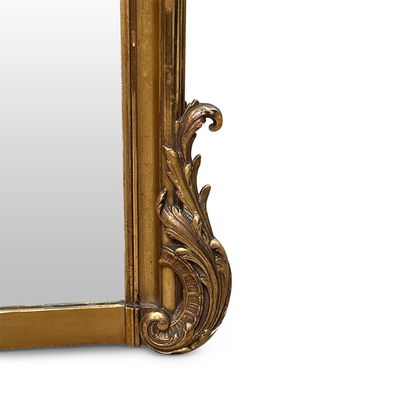 French 19th century Gilt over mantle antique mirror in Louis XV style