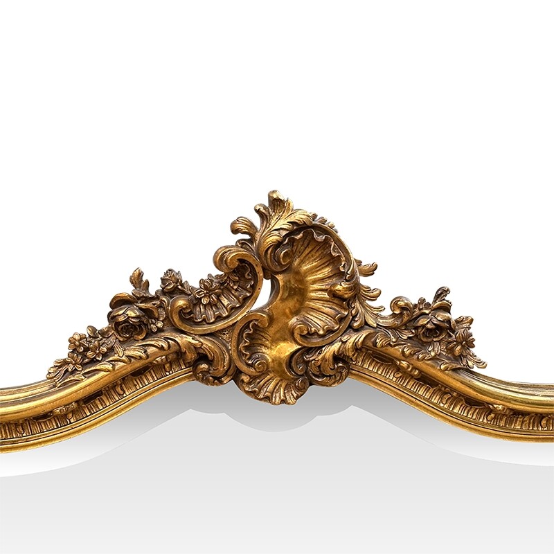 French 19th century Gilt over mantle antique mirror in Louis XV style