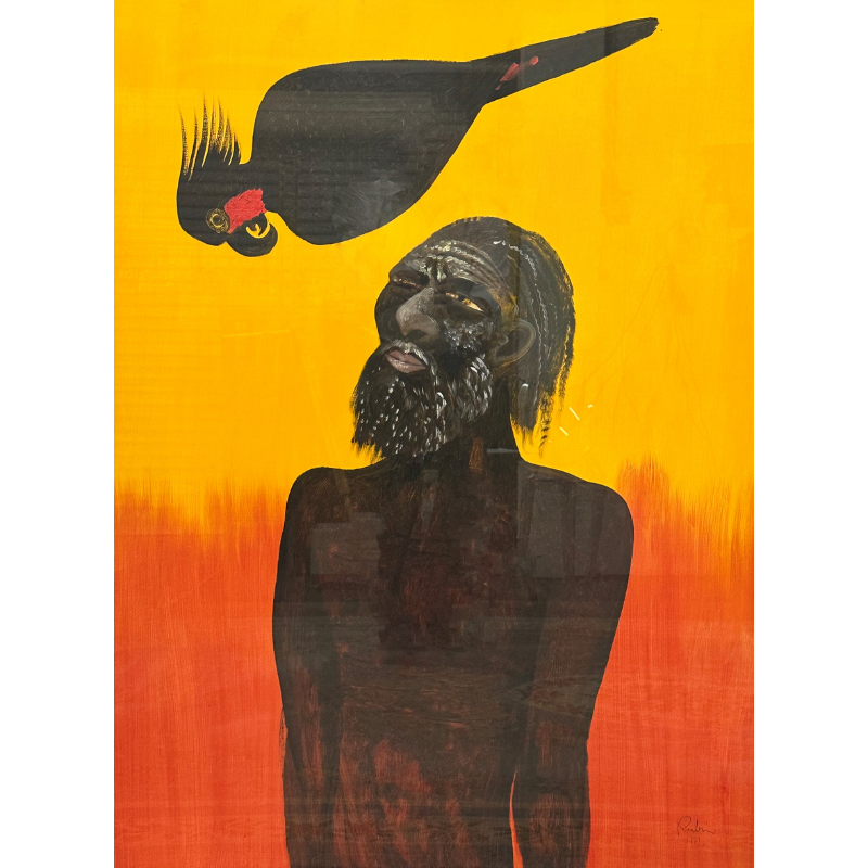 Black Cockatoo Sharman Man Painting by Victor Rubin Australia