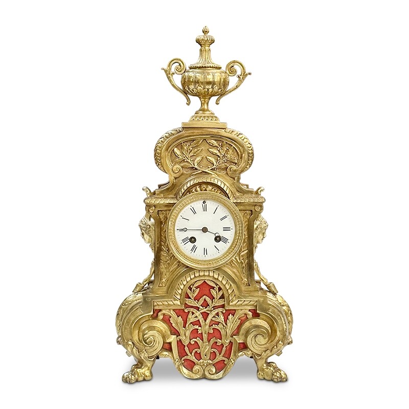 French ormolu antique gold mantle clock