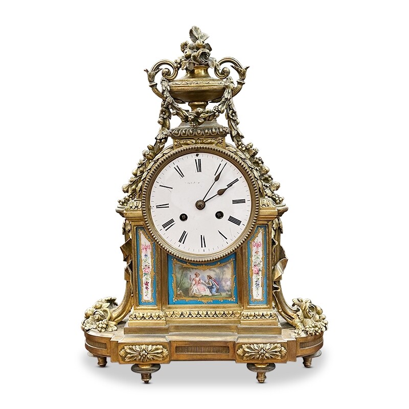 ornate bronze French antique clock