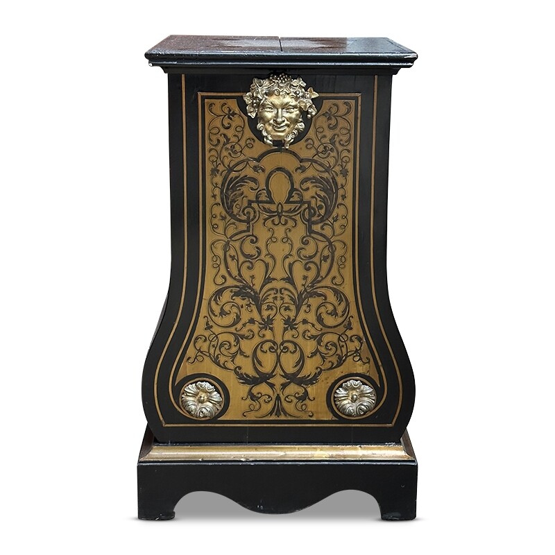 French 19th century ebony boulle shaped pedestal with ormolu mounts