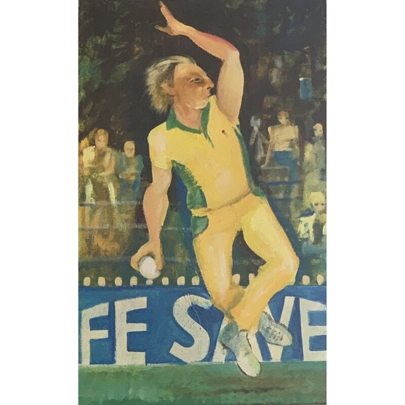 Painting of Jeff Thomson cricketer by Victor Rubin