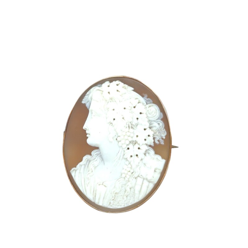 9ct gold and cameo brooch