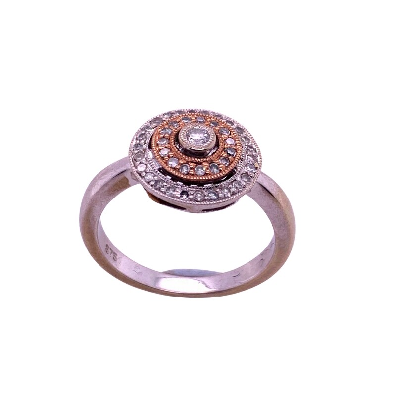 9ct gold circular diamond cluster ring