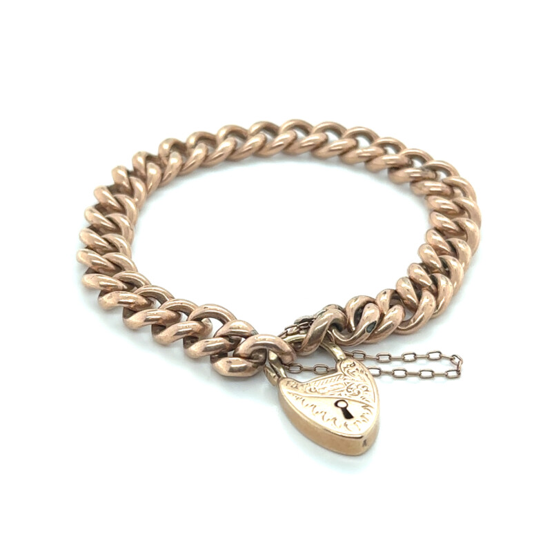 9ct curb link rose gold bracelet
